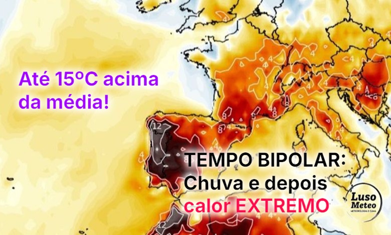 Vem aí chuva, e depois deverá chegar uma onda de calor extremo! Tempo "bipolar" em Portugal - saiba a previsão completa Vem aí chuva, e depois deverá chegar uma onda de calor extremo! Tempo "bipolar" em Portugal - saiba a previsão completa