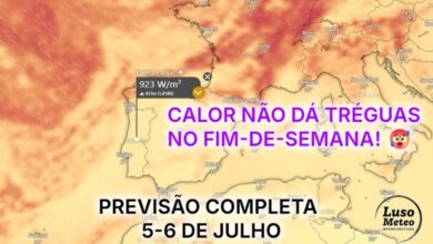 Calor continua no fim-de-semana - sem fim à vista esta onda de calor, embora com mais vento e nevoeiros - previsão dias 5 e 6 de julho 2025