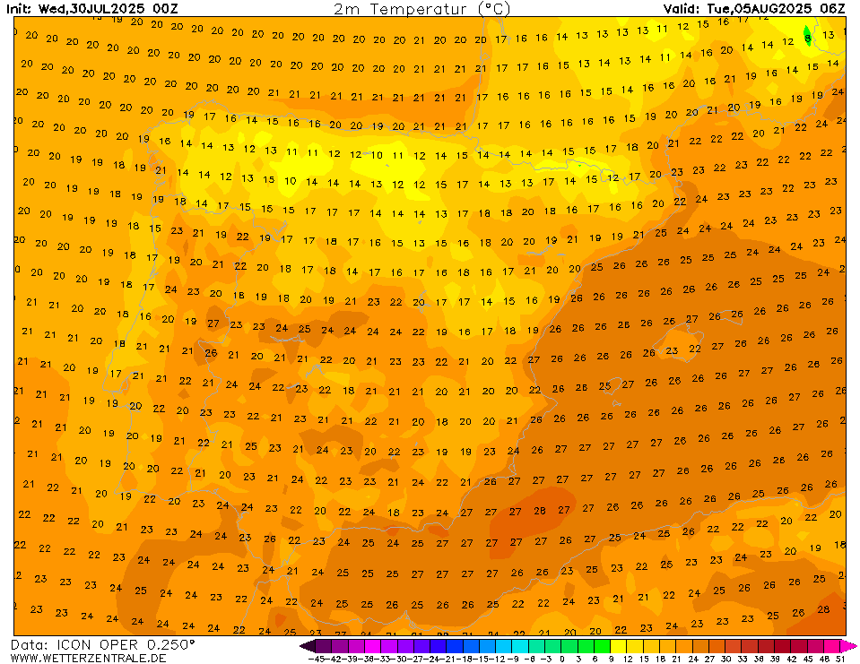 Onda de calor vai ganhar MUITA força e as temperaturas devem ultrapassar 45 graus na primeira semana de Agosto - saiba as previsões atualizadas para a sua região Mínimas previstas para terça, 5 de agosto