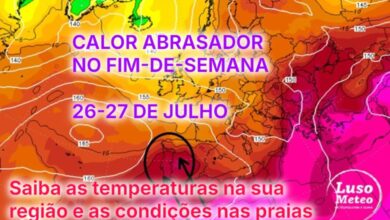 Fim-de-semana com calor abrasador! Saiba as temperaturas para a sua região, e as condições nas praias! Tempo no fim-de-semana 26-27 de julho 2025