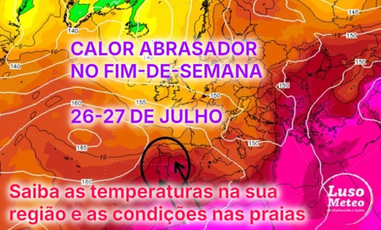 Fim-de-semana com calor abrasador! Saiba as temperaturas para a sua região, e as condições nas praias! Tempo no fim-de-semana 26-27 de julho 2025