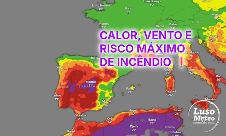 Muito vento, mais calor e risco máximo de incêndio - começa uma situação complexa... Previsão do tempo na quinta, 24 de julho de 2025 Muito vento, mais calor e risco máximo de incêndio - começa uma situação complexa... Previsão do tempo na quinta, 24 de julho de 2025