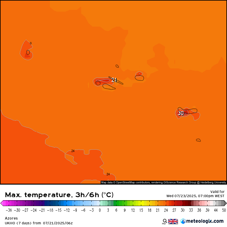 Vento forte e com rajadas, e bem mais fresco - assim deverá ser o tempo na quarta, 23 de julho de 2025 - saiba a previsão completa! Temperaturas elevadas, e até perto de 30ºC no arquipélago dos Açores na quarta-feira, localmente!