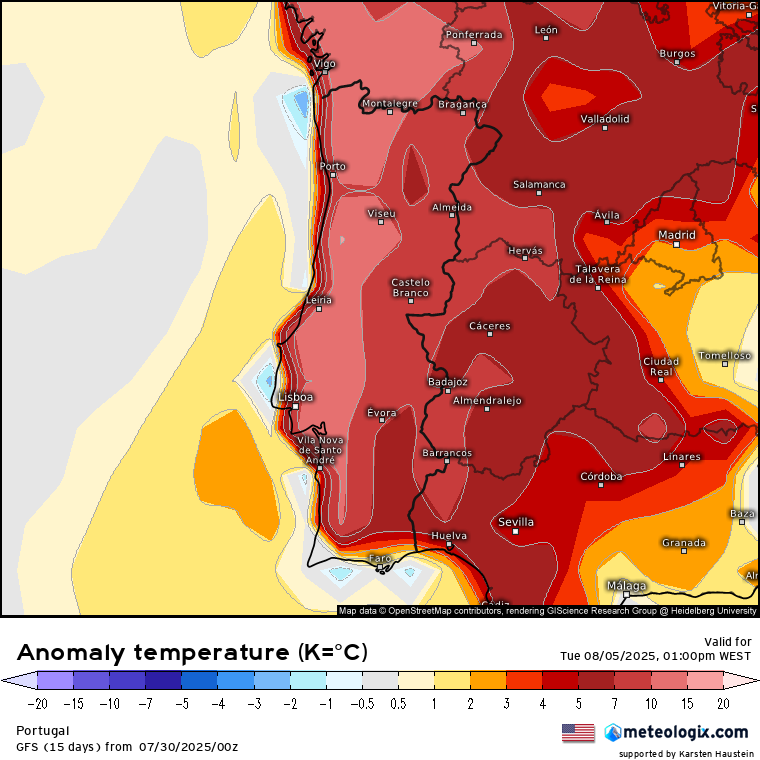 Onda de calor vai ganhar MUITA força e as temperaturas devem ultrapassar 45 graus na primeira semana de Agosto - saiba as previsões atualizadas para a sua região As temperaturas devem estar 10 a 15ºC acima da média em boa parte do país!