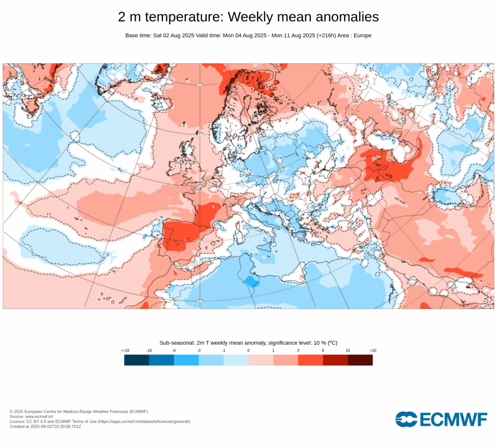 Novamente calor SEVERO no final da semana (com um ciclone no Atlântico?) - Ainda sem data para o fim da onda de calor em Portugal - tempo esta semana, 4 a 10 de agosto de 2025 Onda de calor sem fim à vista... anomalia de temperatura 4 a 11 de agosto, previsão ECMWF
