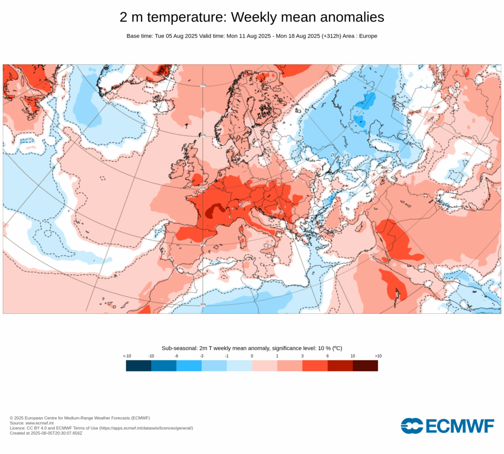 Lufada de ar fresco! Descida das temperaturas finalmente! - mas será que podemos ter uma nova onda de calor intenso em breve? Sim, mas... o melhor é ler a previsão! Tempo quente no período 11 a 18 de agosto em boa parte da Europa