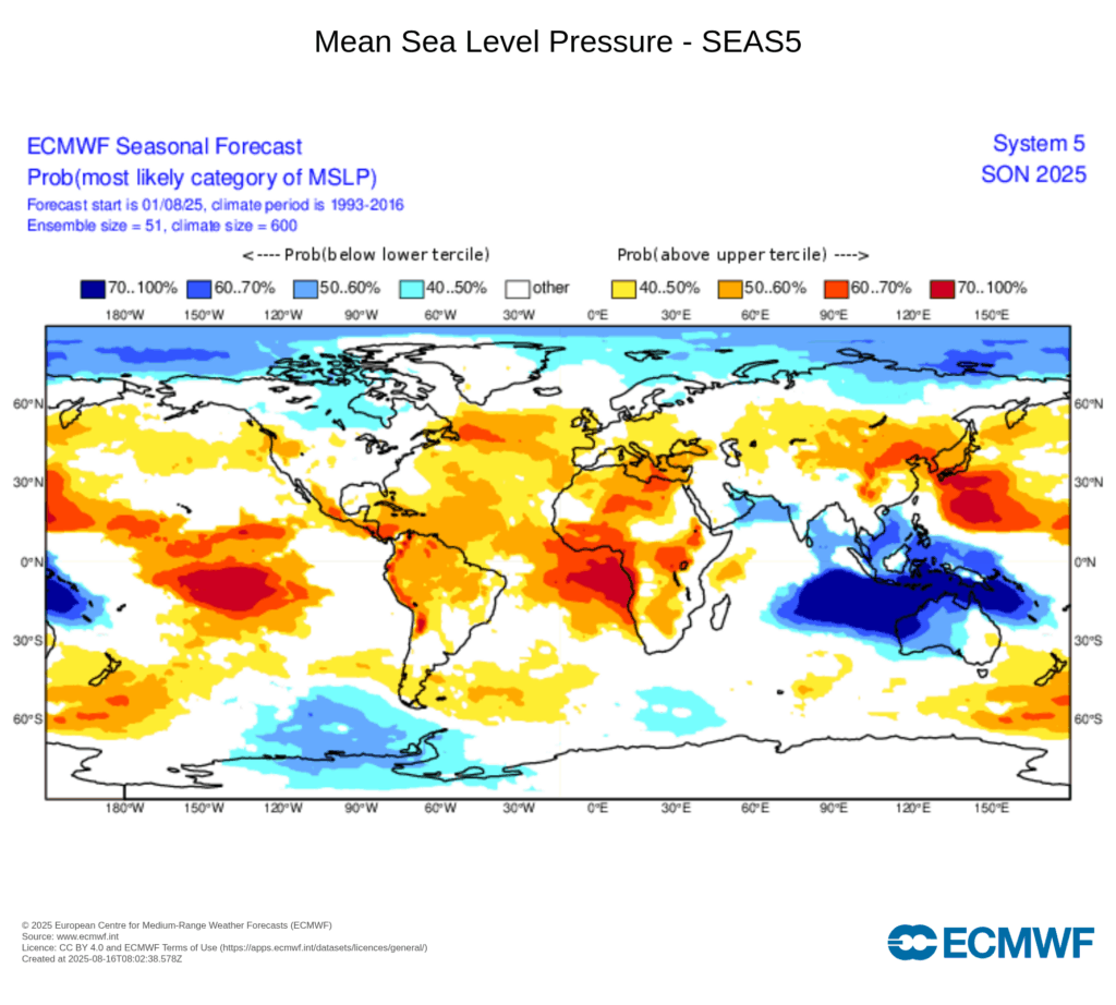 O outono aproxima-se seco e quente? - Com La Niña presente temos já algumas ideias de como poderá ser o tempo - saiba as primeiras previsões meteorológicas! Anticiclone mais forte no Atlântico previsto pelo ECMWF durante o outono