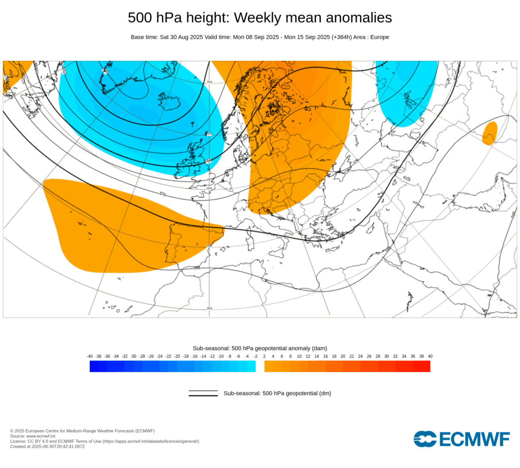 Vamos passar de chuva e tempo fresco, para o sol e calor? Provavelmente, mas a atmosfera está muito dinâmica! - Previsão do tempo esta semana, 1 a 7 de setembro de 2025 A segunda semana de setembro pode mostrar um anticiclone reforçado - claro? Provável, em reforço gradual...
