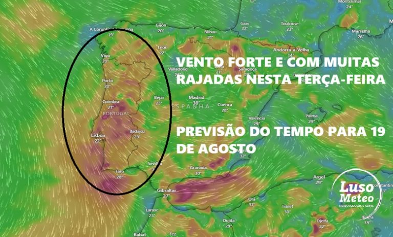 Vento bastante forte e com rajadas, depois do calor – saiba em que regiões com a nossa previsão do tempo na terça, 19 de agosto de 2025 Vento bastante forte e com rajadas, depois do calor - saiba em que regiões com a nossa previsão do tempo na terça, 19 de agosto de 2025