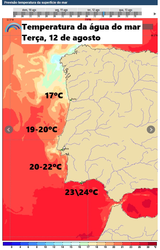 Possibilidade de trovoadas intensas, além de muito calor? Dia abafado, e muito desconfortável! Tempo na terça, 12 de agosto de 2025 A água do mar pode ser a mais quente deste ano até agora!