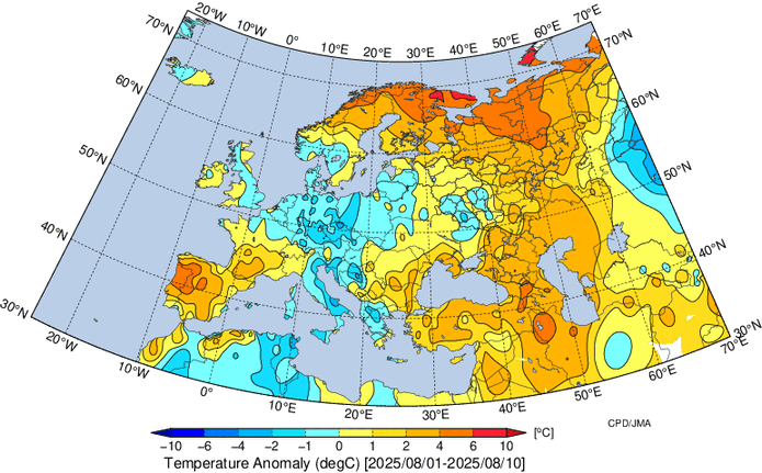 Tempo na quarta, 13 de agosto de 2025 - Água mais quente do ano nas praias! Mas será que a temperatura do ar vai baixar? Sim, e não... Primeiros 10 dias de agosto com temperaturas muito acima da média em Portugal - especialmente a Norte!