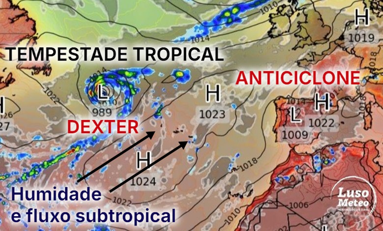 Tempestade tropical Dexter influencia o padrão atmosférico no Atlântico - saiba a previsão do tempo na sexta, 8 de agosto de 2025 Tempestade tropical Dexter influencia o padrão atmosférico no Atlântico - saiba a previsão do tempo na sexta, 8 de agosto de 2025
