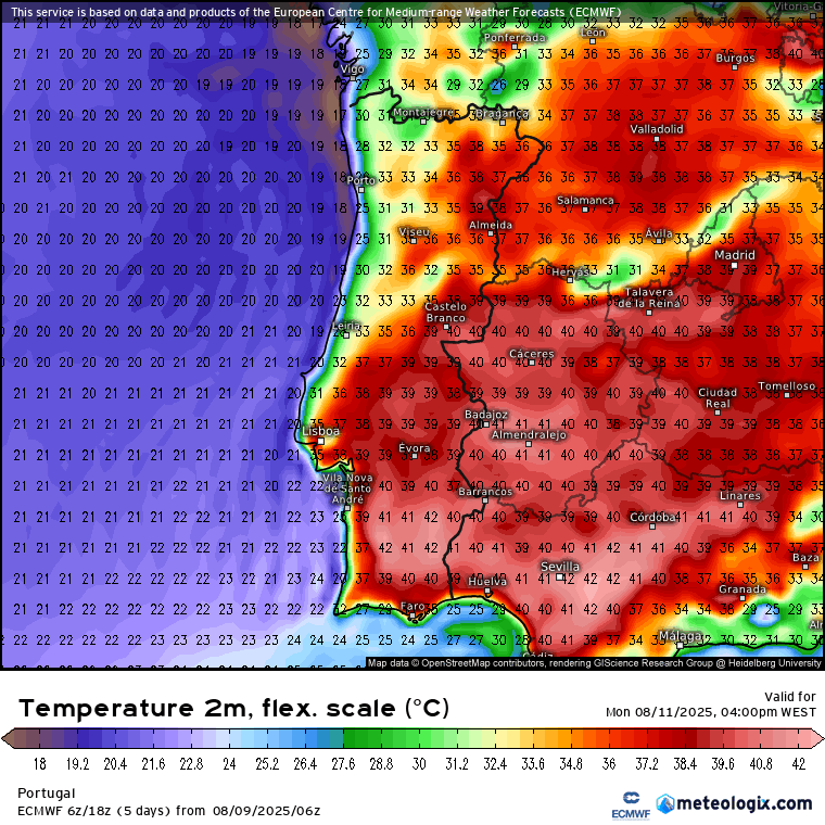 Temperaturas até 45 graus - calor extremo em boa parte do país, forte subida das temperaturas - saiba a previsão do tempo na segunda, 11 de agosto de 2025 Muito calor na segunda - com algumas diferenças na previsão entre modelos (ECMWF\GFS)