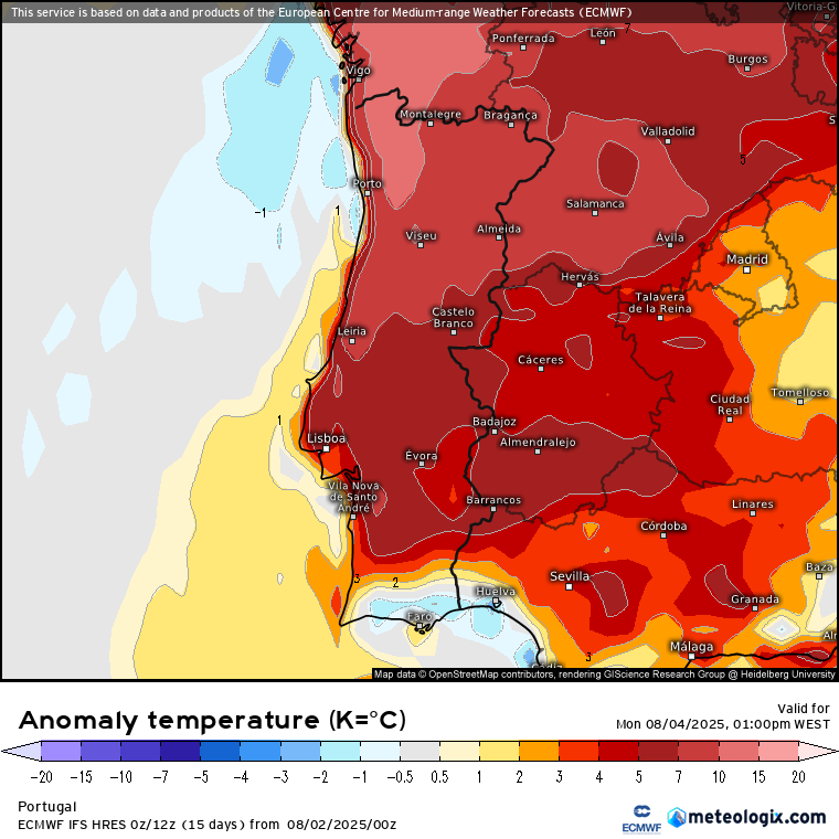Aviso vermelho devido ao calor extremo, e também muito vento - saiba a previsão do tempo na segunda, 4 de agosto de 2025 Temperaturas mais de 10ºC acima da média no Norte do país... e abaixo da média no Algarve!
