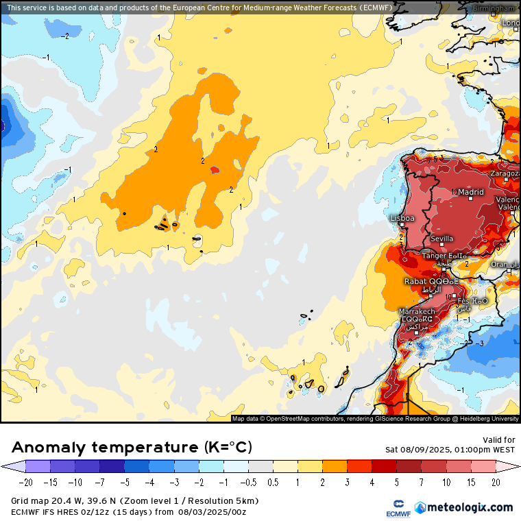 Novamente calor SEVERO no final da semana (com um ciclone no Atlântico?) - Ainda sem data para o fim da onda de calor em Portugal - tempo esta semana, 4 a 10 de agosto de 2025 Temperaturas acima da média nos Açores