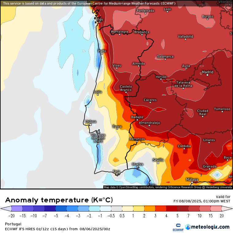 Lufada de ar fresco! Descida das temperaturas finalmente! - mas será que podemos ter uma nova onda de calor intenso em breve? Sim, mas... o melhor é ler a previsão! Normalização das temperaturas em parte do território - mas o Interior Norte e Centro continua MUITO QUENTE!