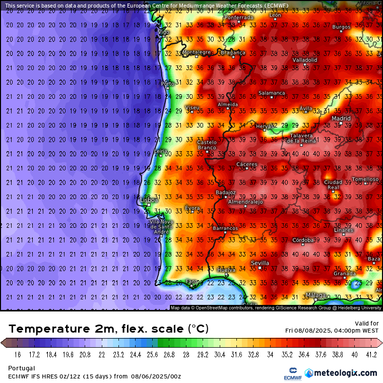 Lufada de ar fresco! Descida das temperaturas finalmente! - mas será que podemos ter uma nova onda de calor intenso em breve? Sim, mas... o melhor é ler a previsão! Descida das temperaturas em boa parte do país - o Interior Norte com mais do mesmo... previsão dia 8 de agosto, ECMWF