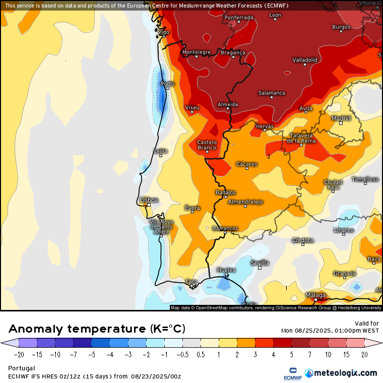 Calor nos próximos dias, com temperaturas perto de 40 graus no Interior - e nevoeiros no litoral - as previsões mudaram drasticamente - saiba porquê, e o que esperar! Manutenção das temperaturas muito acima da média, com destaque para o Interior Norte e Centro, com bastante calor!