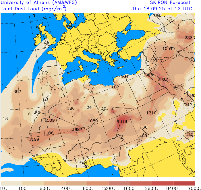 Um dia MUITO abafado, desagradável, com nuvens e muito calor, assim como poeiras de África - saiba a previsão do tempo na quinta, 18 de setembro de 2025 Poeiras em suspensão previstas para esta quinta-feira - dia desagradável...