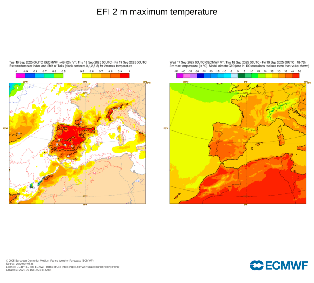 Um dia MUITO abafado, desagradável, com nuvens e muito calor, assim como poeiras de África - saiba a previsão do tempo na quinta, 18 de setembro de 2025 Temperaturas bastante raras em previsão para esta altura do ano para esta quinta-feira! Muito calor!