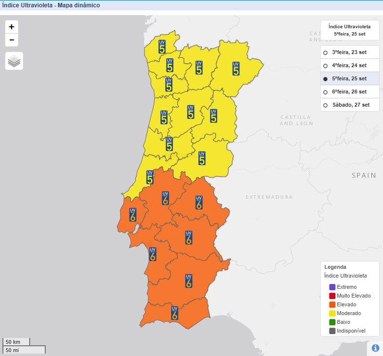 O anticiclone resiste e temos mais um dia de "Verão", mas um ciclone aproxima-se de águas Portuguesas - saiba a previsão do tempo na quinta, dia 25 de setembro de 2025 A radiação UV começa naturalmente a descer com a aproximação do período de menos sol do ano... (maior inclinação dos raios solares)