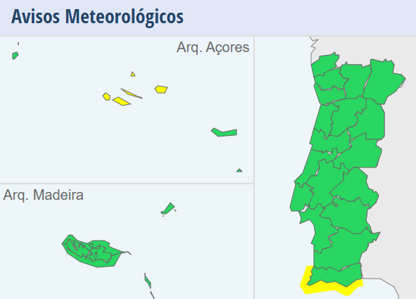 Sol regressa, e o vento de leste também - mudança drástica depois da "Gabrielle" - saiba como vai estar o tempo na segunda, 29 de setembro de 2025 Aviso amarelo emitido pelo IPMA para esta segunda-feira nos Açores (Grupo Central), por precipitação intensa
