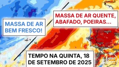 Um dia MUITO abafado, desagradável, com nuvens e muito calor, assim como poeiras de África - saiba a previsão do tempo na quinta, 18 de setembro de 2025 Um dia MUITO abafado, desagradável, com nuvens e muito calor, assim como poeiras de África - saiba a previsão do tempo na quinta, 18 de setembro de 2025