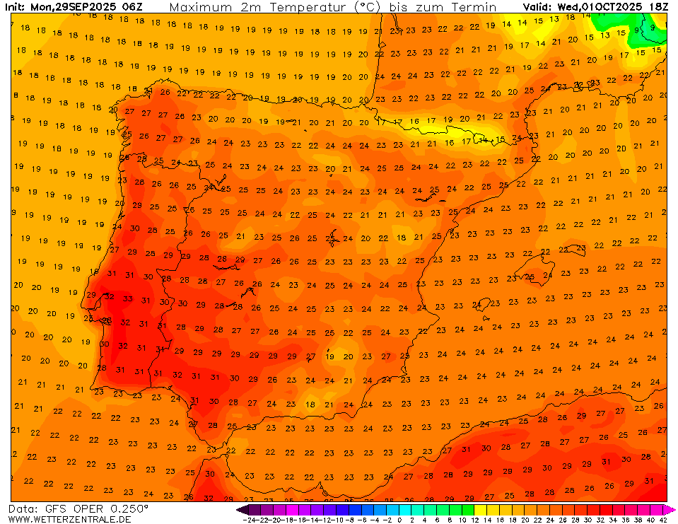 Outubro arranca com calor de Norte a Sul, com uma forte crista anticiclónica - será para ficar? Saiba a previsão do tempo na quarta, 1 de outubro de 2025 Outono com forte sabor a Verão!