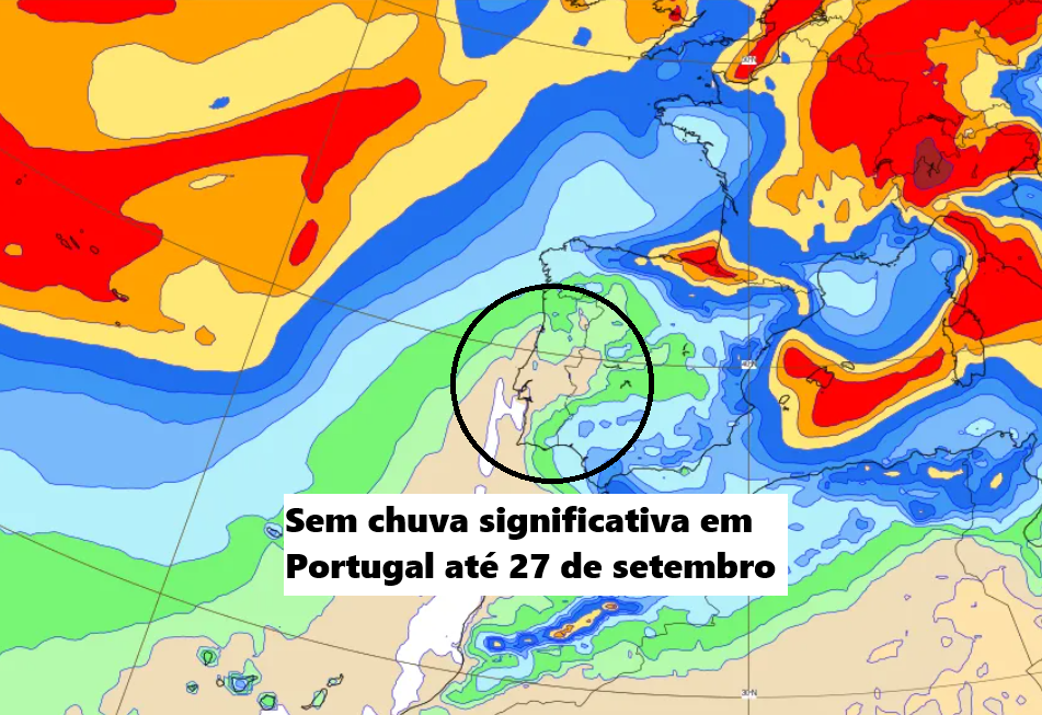 Algum frio e possíveis geadas na próxima semana devido a uma crista Atlântica, mas não guarde a roupa de Verão - tempo "bipolar" na segunda quinzena de setembro A chuva não surge de forma significativa em Portugal nos próximos 10-15 dias