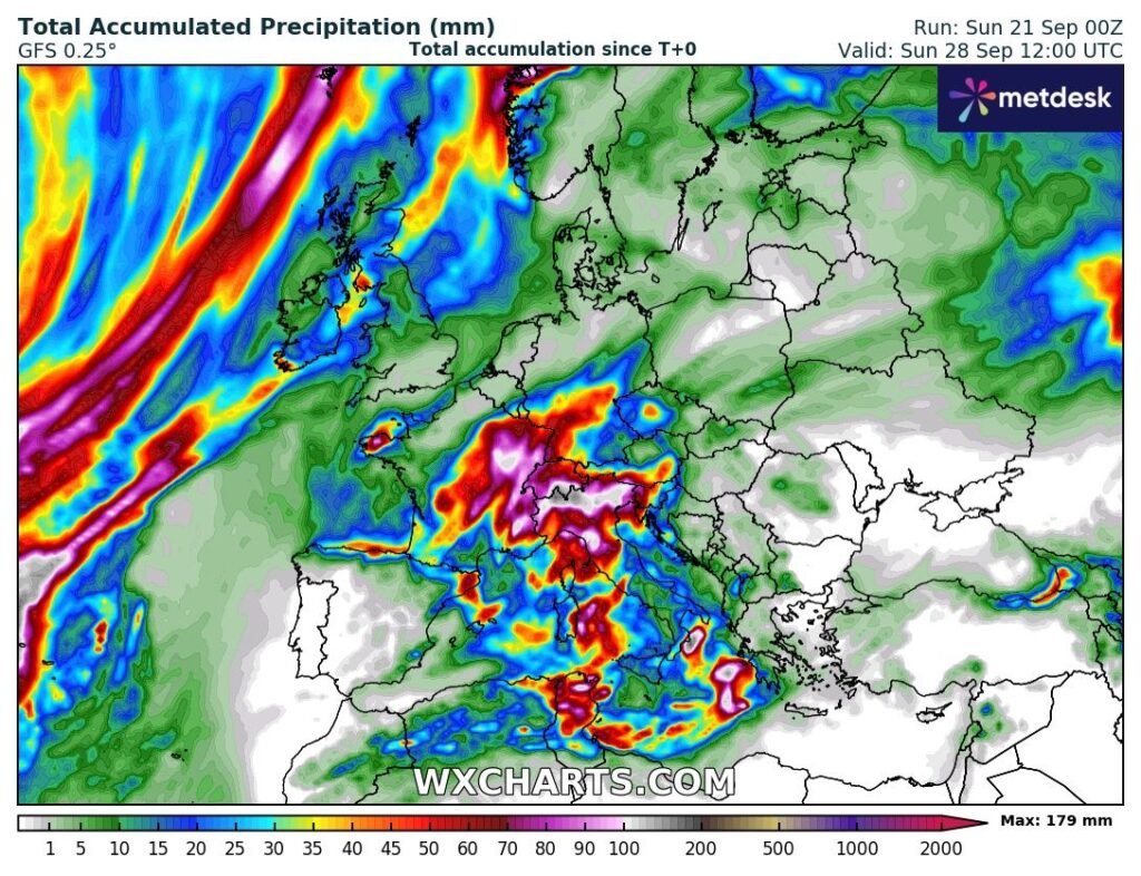 Portugal sem chuva prevista ao longo de toda a semana - veremos no final - GFS, via wxcharts.com