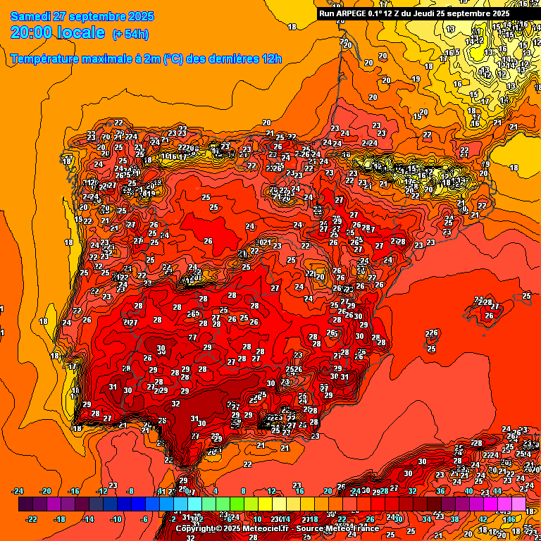 Temperaturas máximas ainda elevadas no sábado, com tempo abafado!