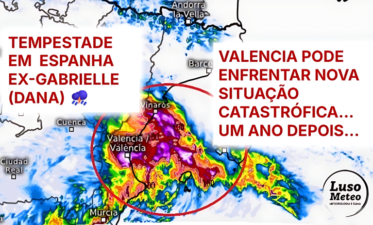 Tempestade em Espanha pode trazer chuvas históricas a algumas regiões nesta segunda-feira - como pode a Gabrielle ter ganho força no país vizinho? Previsão e explicação!