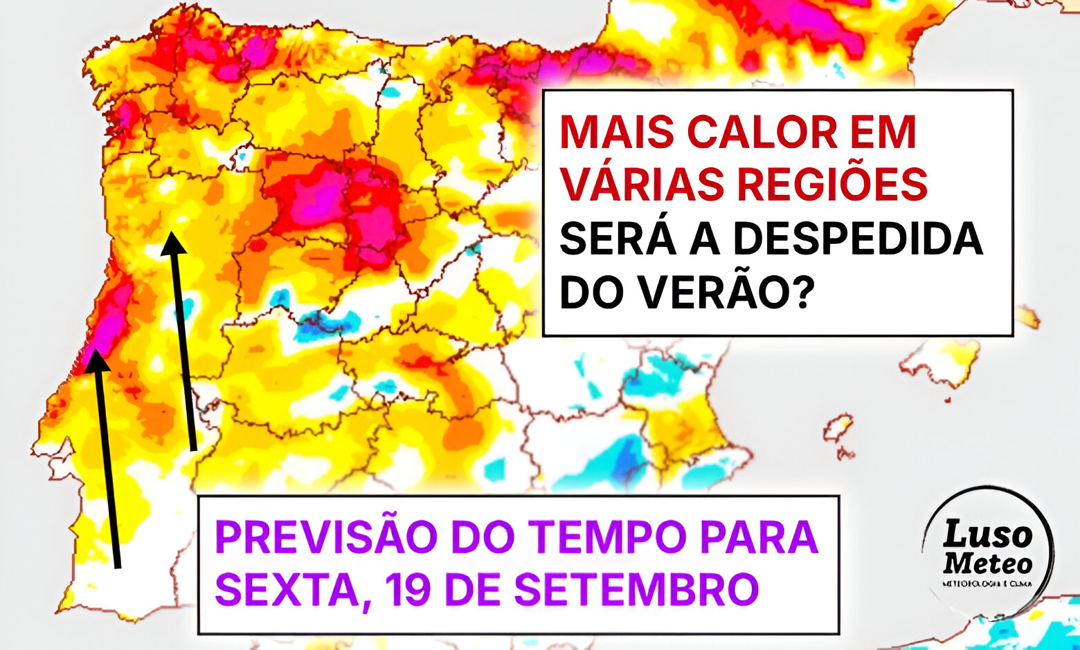 Temperaturas voltam a subir na despedida do Verão... e pode haver trovoadas - saiba a previsão do tempo na sexta, 19 de setembro de 2025 Temperaturas voltam a subir na despedida do Verão... e pode haver trovoadas - saiba a previsão do tempo na sexta, 19 de setembro de 2025