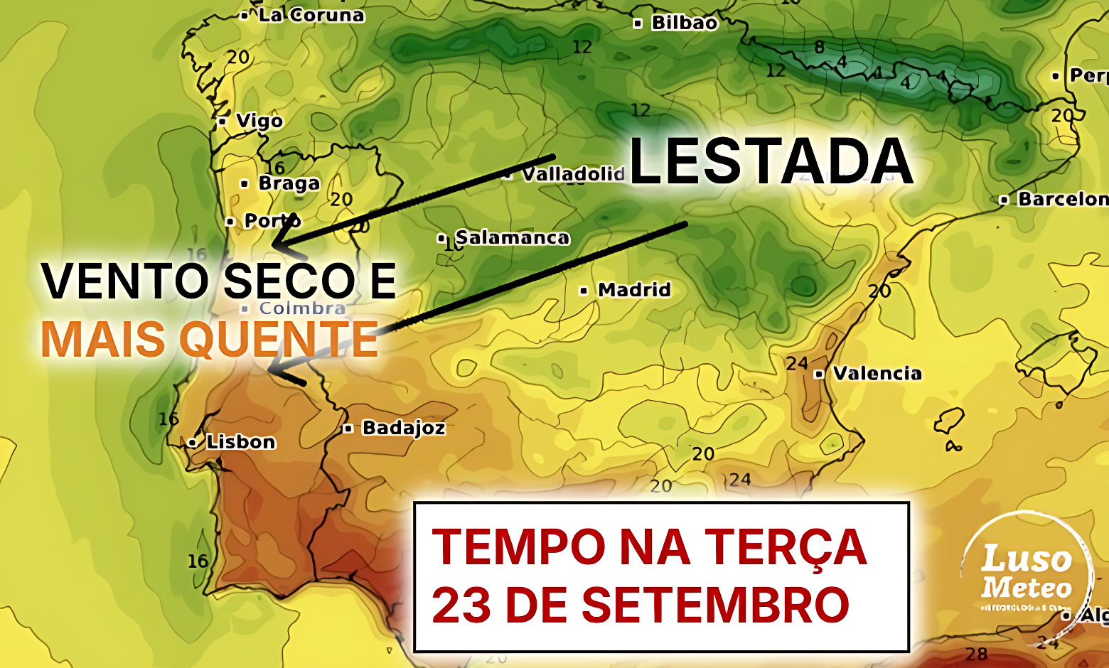 Começa o outono com a temperatura a subir, e a nortada a desaparecer! - saiba a previsão do tempo na terça, 23 de setembro de 2025 Começa o outono com a temperatura a subir, e a nortada a desaparecer! - saiba a previsão do tempo na terça, 23 de setembro de 2025
