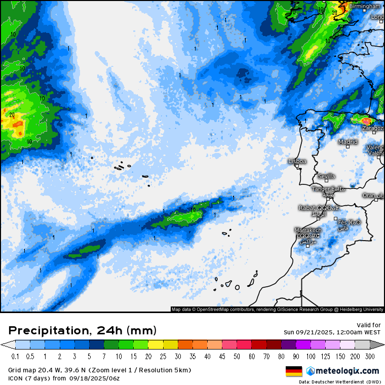 Uma depressão provoca descida acentuada das temperaturas, vento forte, mas será que haverá chuva, ou não passa de ameaças? Assim será o tempo no fim-de-semana 20 e 21 de setembro de 2025 Chuva prevista para sábado\domingo, previsão ICON, via Meteologix