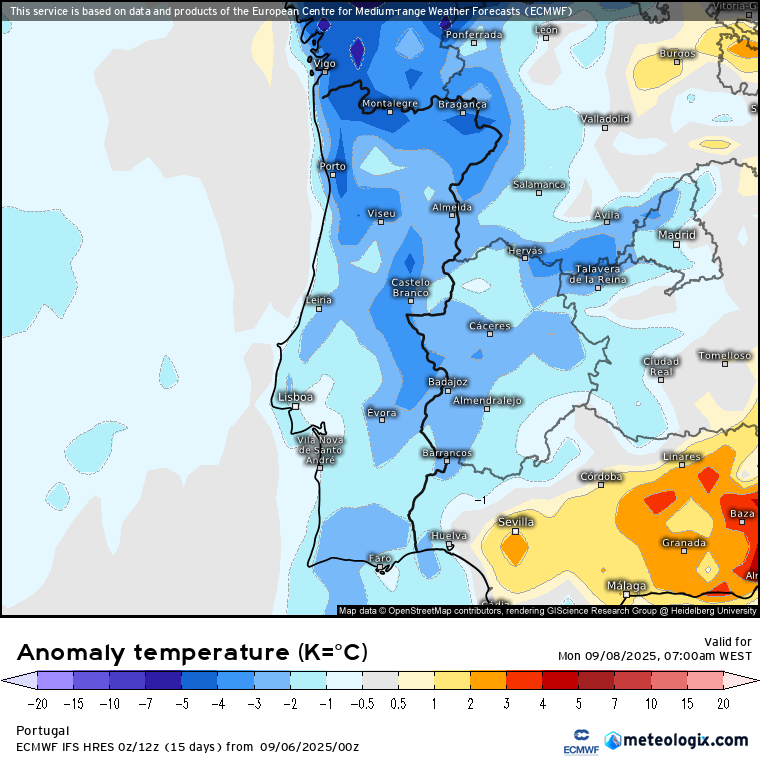 Algum frio - temperaturas mínimas abaixo da média na segunda-feira, 8 de setembro