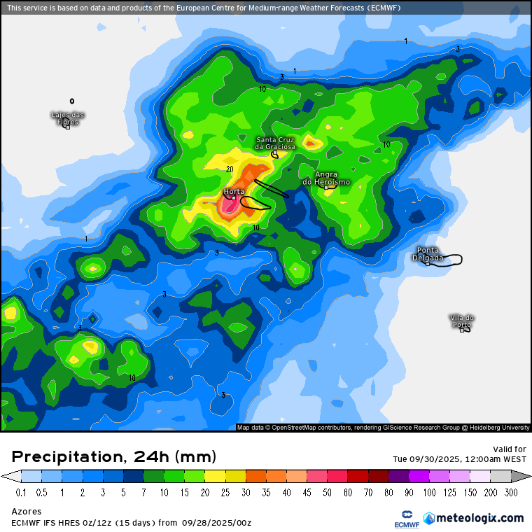 Sol regressa, e o vento de leste também - mudança drástica depois da "Gabrielle" - saiba como vai estar o tempo na segunda, 29 de setembro de 2025 Chuva forte nos Açores nesta segunda-feira - tempo nos Açores