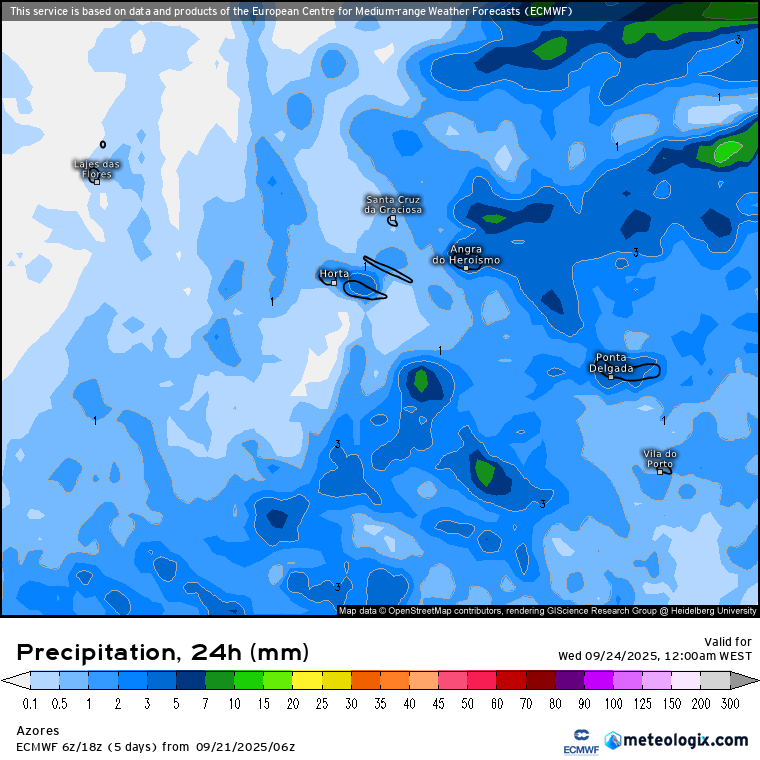 Começa o outono com a temperatura a subir, e a nortada a desaparecer! - saiba a previsão do tempo na terça, 23 de setembro de 2025 Chuva total prevista para esta terça, 23 de setembro de 2025
