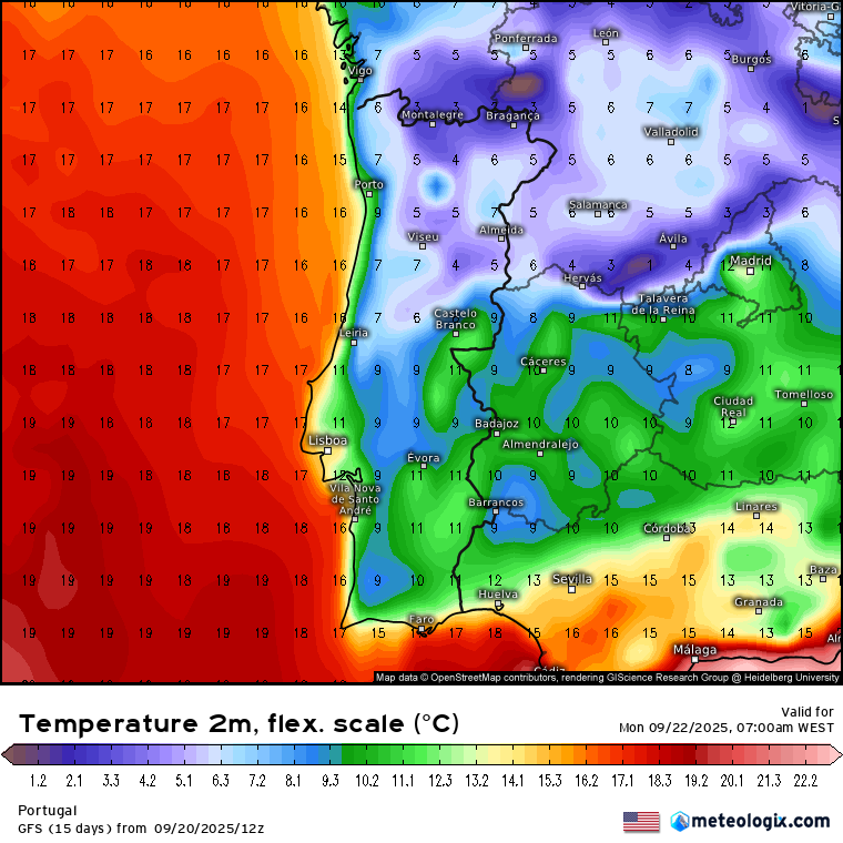 Mais frio e muito vento, mas muito sol em Portugal Continental, muita chuva nos Açores - saiba a previsão do tempo na segunda, 22 de setembro de 2025 Temperaturas mínimas relativamente baixas e possibilidade de geadas nesta segunda-feira