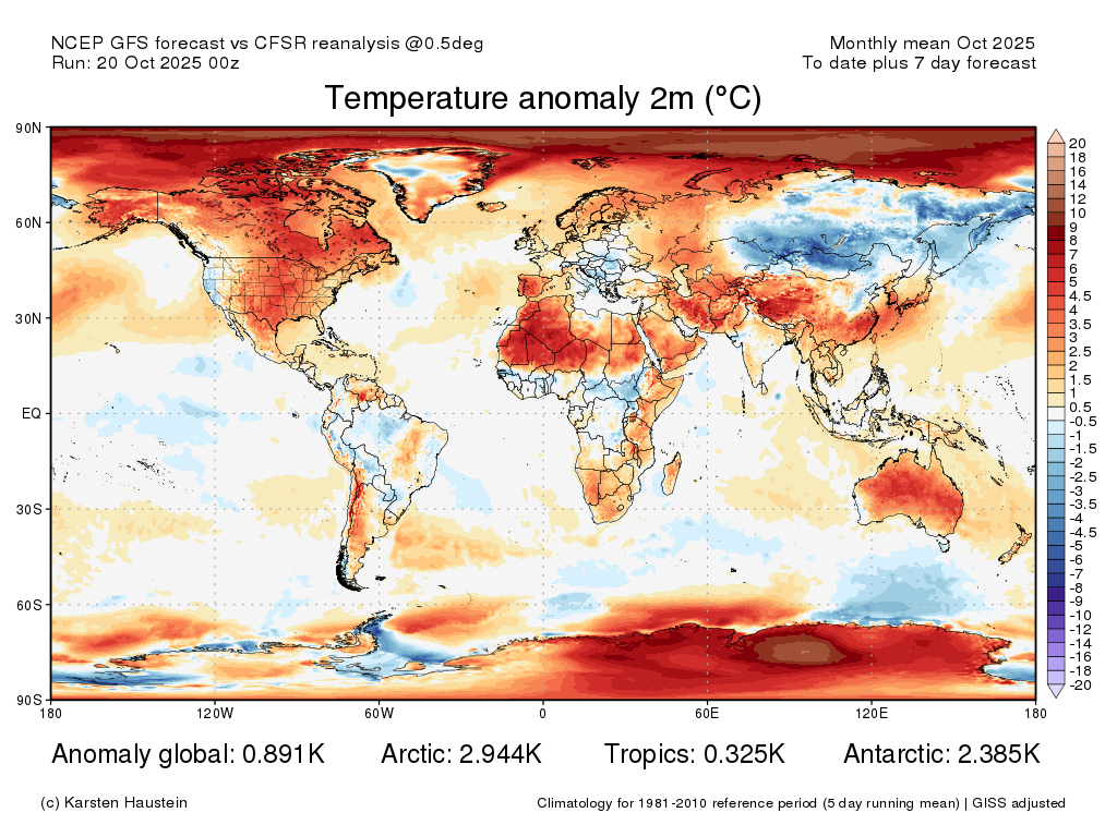 Temperaturas altas continuam em Portugal nos próximos dias - anomalias superiores a 5ºC - É normal? E quando pode chegar o frio? Outubro excecionalmente quente no hemisfério Norte - Portugal incluído. Recordes em muitos locais...