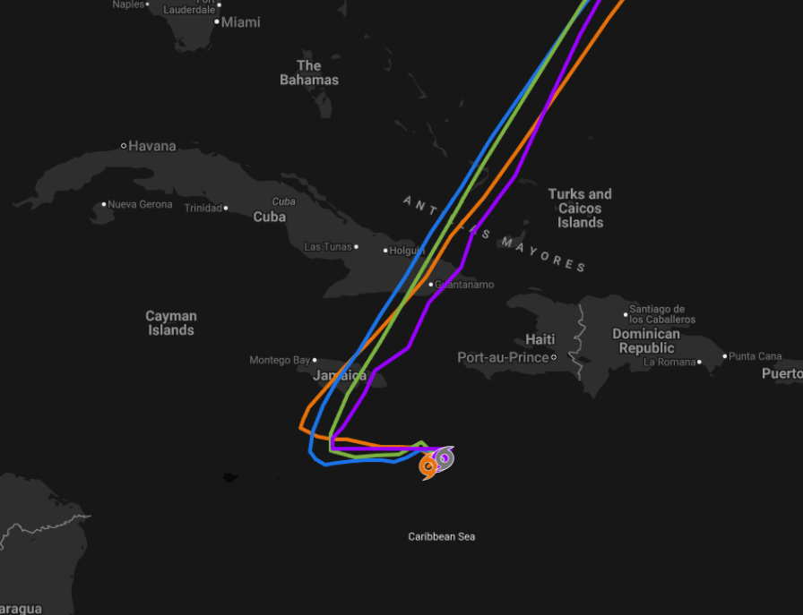 Super Furacão Melissa pode causar situação catastrófica na Jamaica e Cuba entre segunda e terça-feira com ventos acima de 250km/h, chuva torrencial e maré de tempestade Há agora mais consenso na trajetória do ciclone Melissa, nos modelos disponíveis no Google Weatherlab