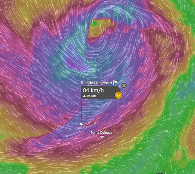 Muito vento nos Açores nesta quarta-feira