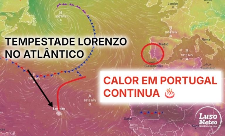 Tempestade Lorenzo no Atlântico – mas o calor fora de época continua em Portugal, com mais de 30ºC nos próximos dias – La Niña oficial – as novidades da meteorologia a meio de outubro Tempestade Lorenzo no Atlântico - mas o calor fora de época continua em Portugal, com mais de 30ºC nos próximos dias - La Niña oficial - as novidades da meteorologia a meio de outubro