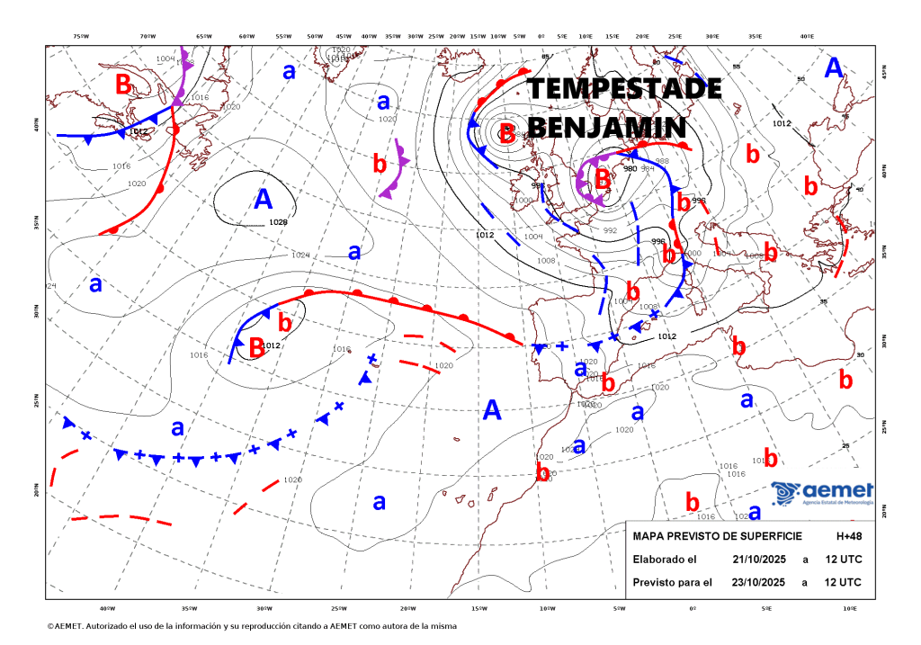 Tempestade Benjamin - Chuva, vento e agitação marítima - Saiba os efeitos em Portugal desta ciclogénese explosiva, e de que forma afeta o regime atmosférico! Tempestade Benjamin - uma ciclogénese explosiva, numa circulação depressionária complexa!