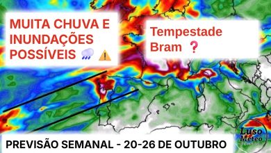 Metade do país com muita chuva, metade ainda com calor... Tempestade Bram à vista? - saiba como será o tempo esta semana, 20 a 26 de outubro de 2025 Metade do país com muita chuva, metade ainda com calor... Tempestade Bram à vista? - saiba como será o tempo esta semana, 20 a 26 de outubro de 2025