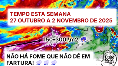 Festival elétrico possível nesta terça-feira (trovoadas), e chuva forte - mau tempo possível no Sul na quarta, e as depressões não páram aí - tempo esta semana 27 de outubro a 2 de novembro Festival elétrico possível nesta terça-feira (trovoadas), e chuva forte - mau tempo possível no Sul na quarta, e as depressões não páram aí - tempo esta semana 27 de outubro a 2 de novembro