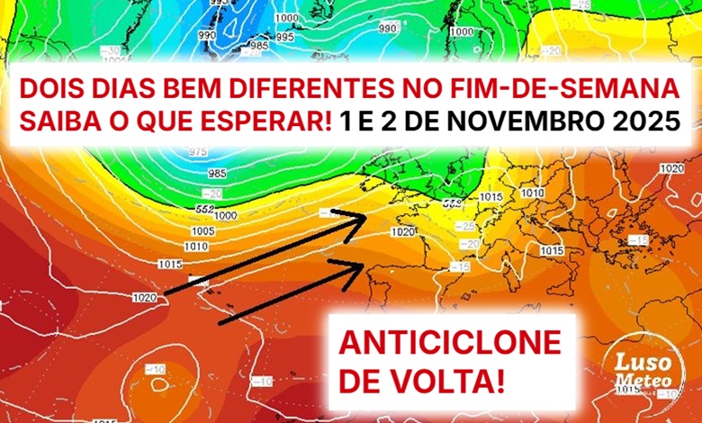 Tempo no fim-de-semana traz uma mudança rápida, com o anticiclone de regresso, e estabilidade, depois de chuvas torrenciais - saiba como estará na sua região nos dias 1 e 2 de novembro! Tempo no fim-de-semana traz uma mudança rápida, com o anticiclone de regresso, e estabilidade, depois de chuvas torrenciais - saiba como estará na sua região nos dias 1 e 2 de novembro!