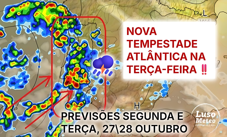 Tempestade Atlântica vai trazer muita chuva e trovoada a Portugal, e não fica por aqui... saiba as previsões do tempo na segunda e terça, 27-28 de outubro de 2025