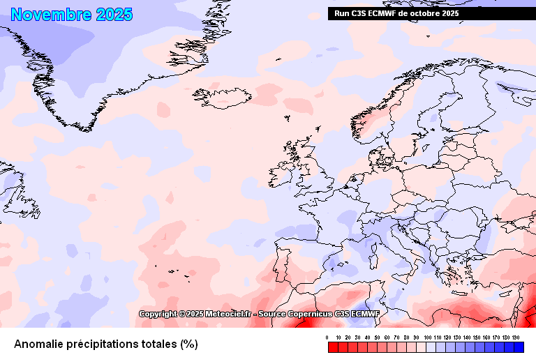 Chuva parece ameaçar, mas o anticiclone continua a resistir - e não sabemos até quando! - Saiba o tempo esta semana, 13 a 19 de outubro, e como poderá ser depois! Novembro de 2025 surge com anomalia negativa de precipitação em Portugal - mas pouco significativa - nas últimas previsões C3S Copernicus\ECMWF
