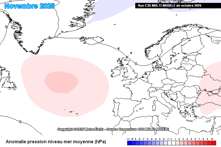 Um mês com bastante chuva, e depressões Atlânticas, ou o anticiclone consegue estabelecer-se? Eis a questão! - Vórtice polar alterado, será que o frio pode aparecer? - Saiba a previsão do tempo em novembro! A média multi-modelo C3S prevê um padrão NAO dominante - este tipo de fluxos tende a impedir a chuva mais a Sul, assim como o frio mais intenso